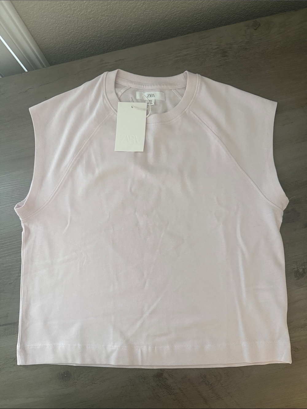 Zara Light Blush Sleeveless Crewneck Tank